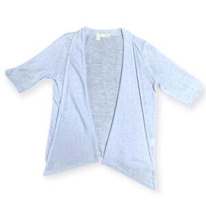EILEEN FISHER Women’s Light Blue Linen Knit Open Front Cardigan Size Small